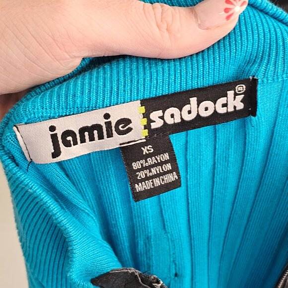 Jamie Sadock Blue Ribbed Long Sleeve Zip Top Sz XS - Picture 7 of 9